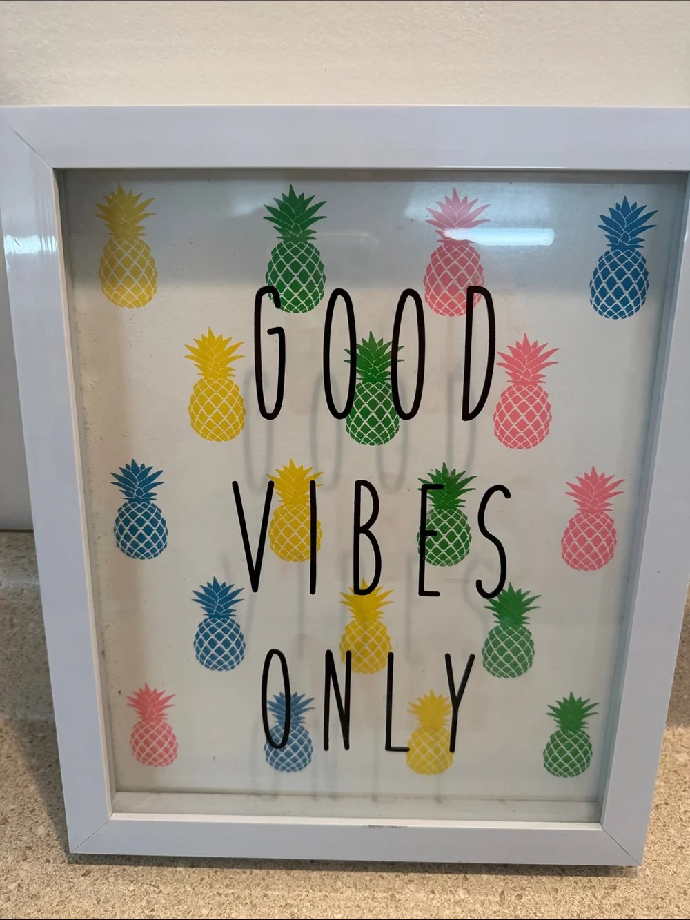The Spring Shop White Pineapple 'Good Vibes Only' Wall Art